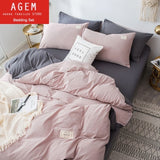 Home Textile Solid Color Duvet Cover Pillow Case Bedding Set