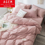 Home Textile Solid Color Duvet Cover Pillow Case Bedding Set